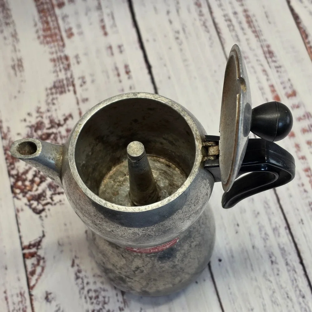 La Signora Moka Pot Espresso Maker Silver Good Vintage Italian Aluminum